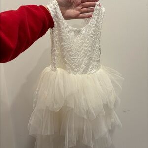 Elegant White Lace and Tulle Dress